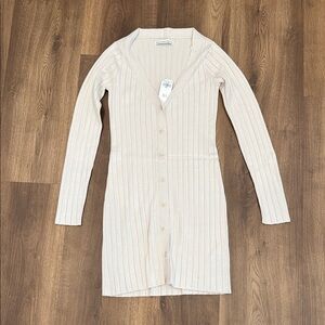 Abercrombie & Fitch Cream Long Sleeve Dress
